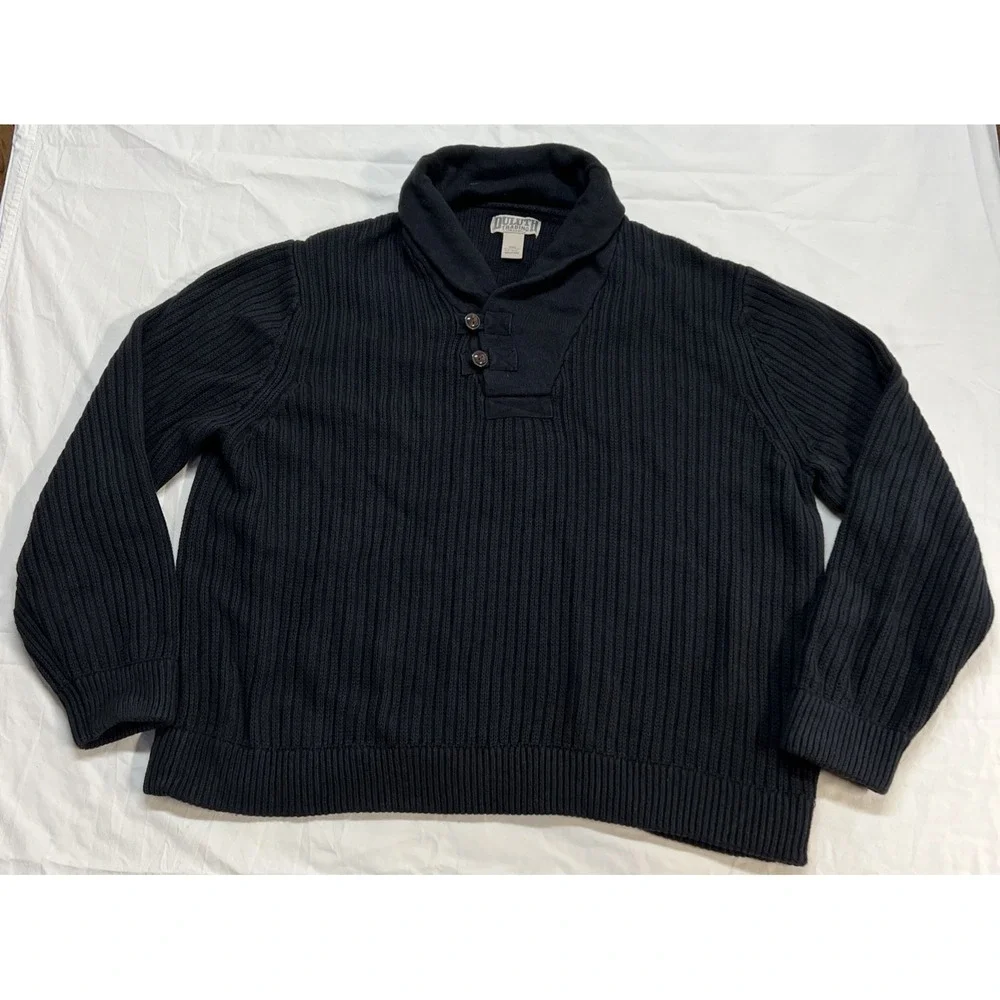 Duluth Trading Co Men's 3XL Shawl Collar Cable Knit Infantry Wool Blend Sweater
